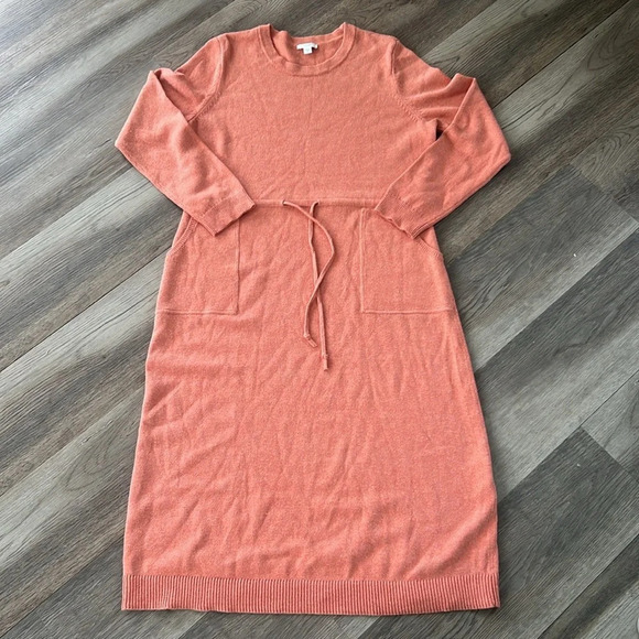 J.Jill Soft Red Clay Heather Pure Jill Drawstring-Waist Sweater Dress Women M - Picture 13 of 13